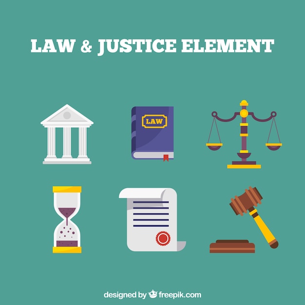 Free Vector classic law and justice elements with flat design