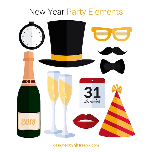 Free Vector classic new year party element collection