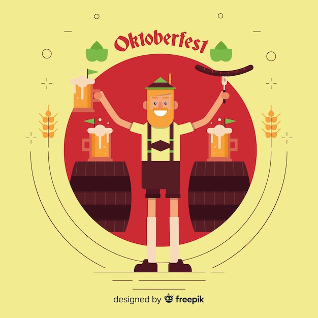 Classic oktoberfest composition with flat design