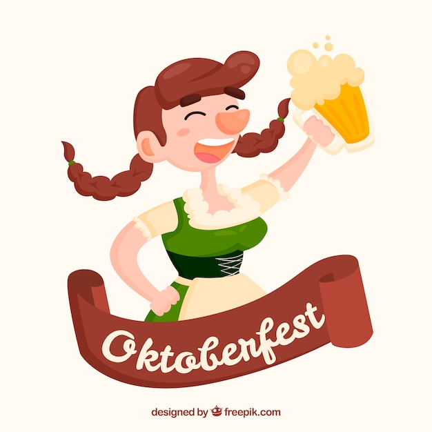 Classic oktoberfest composition with flat design