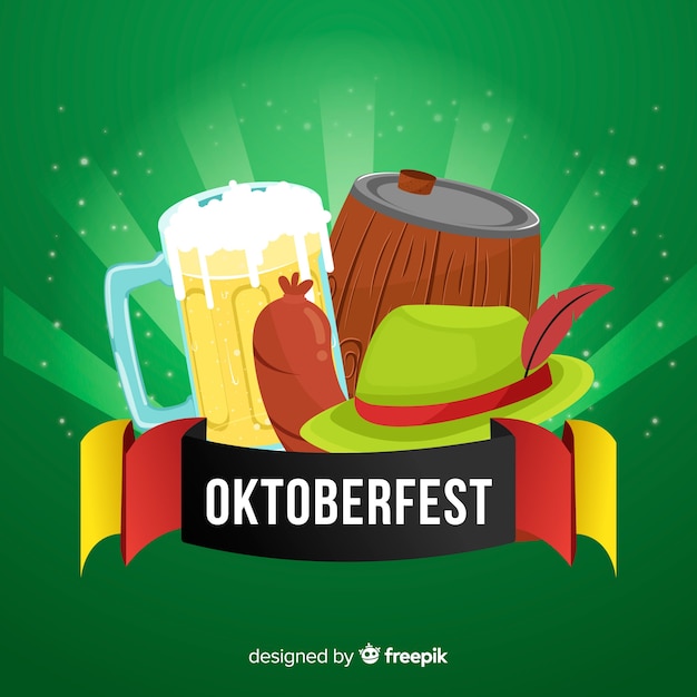 Classic oktoberfest composition with flat design