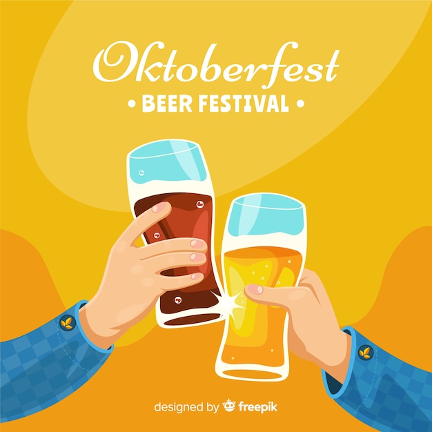 Classic oktoberfest composition with flat design