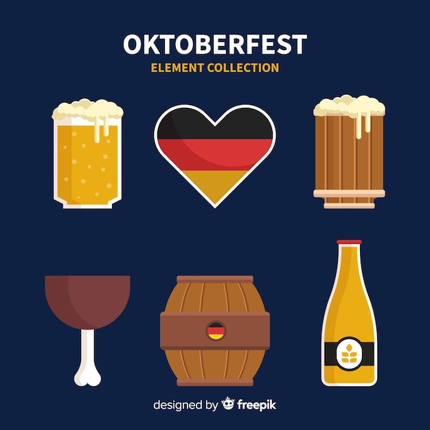 Free Vector classic oktoberfest element collection with flat design