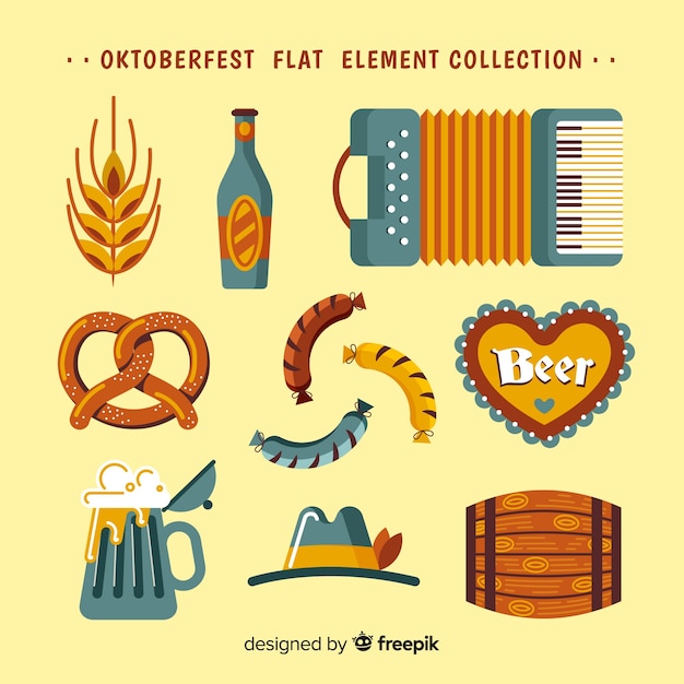 Classic oktoberfest element collection with flat design