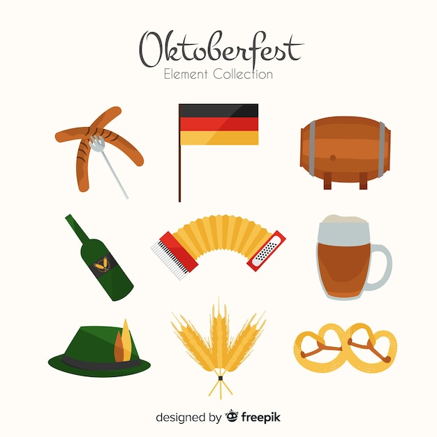 Classic oktoberfest element collecton with flat design