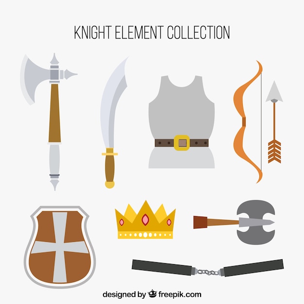 Free Vector classic pack of flat knight elements