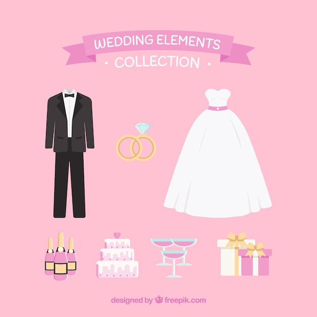 Classic pack of flat wedding elements