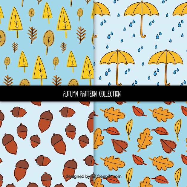 Free vector classic pack of hand drawn autumn patterns