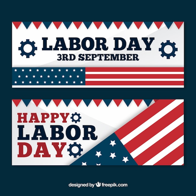 Classic pack of labor day banners with flat design