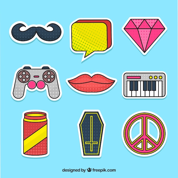 Classic pack of pop art stickers