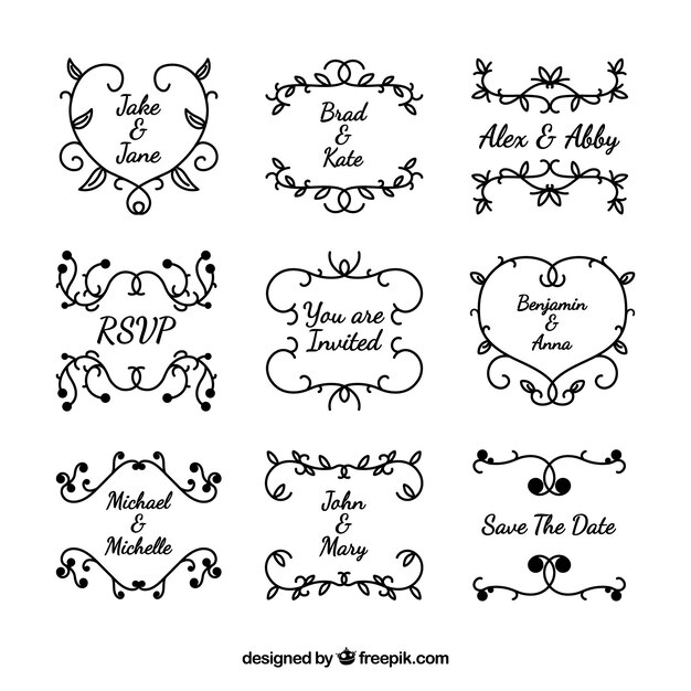 Classic pack of wedding ornaments