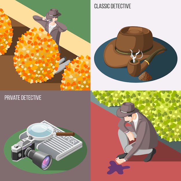 Classic and private detective banner set