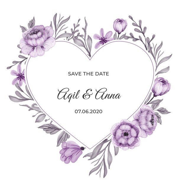 Classic  purple flower wreath frame invitation card