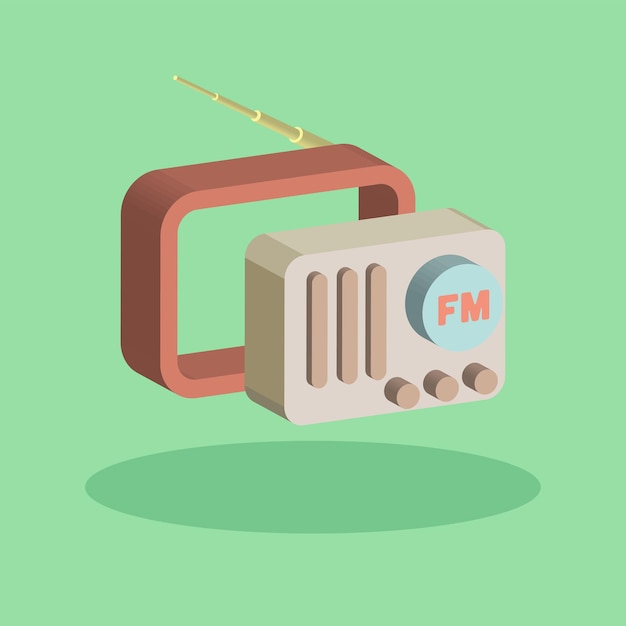 Free Vector classic radio 3 dimension modern style