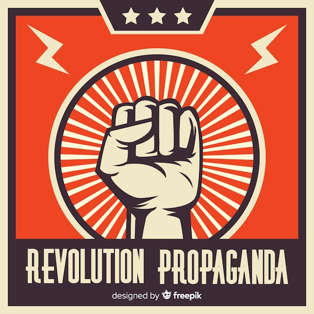 Free Vector classic revolution composition with raised fist