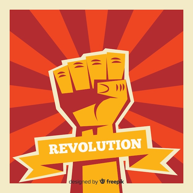 Free vector classic revolution composition with raised fist