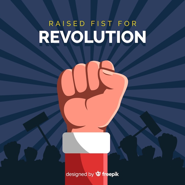 Free vector classic revolution composition with raised fist