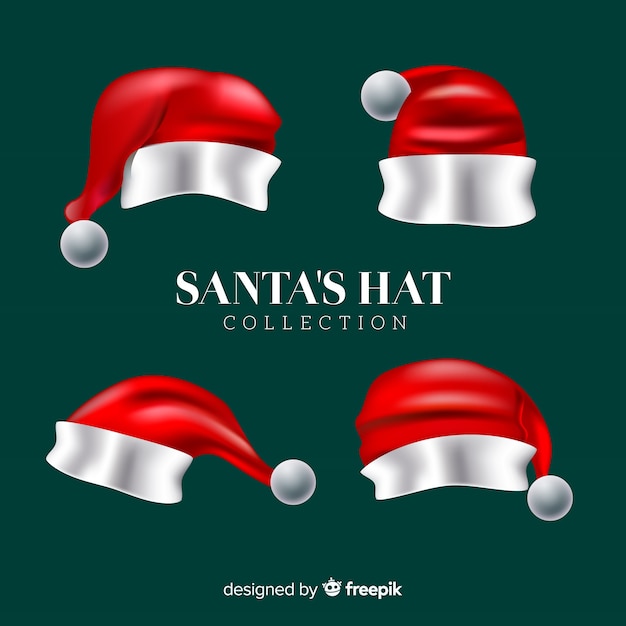 Classic santa's hat collection with realistic design