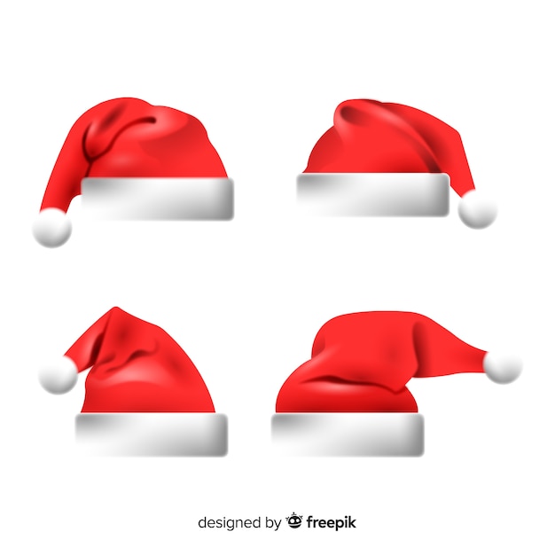 Classic santa's hat collection with realistic design