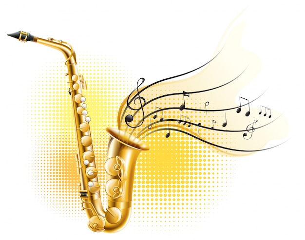 Free vector classic saxophone with music notes