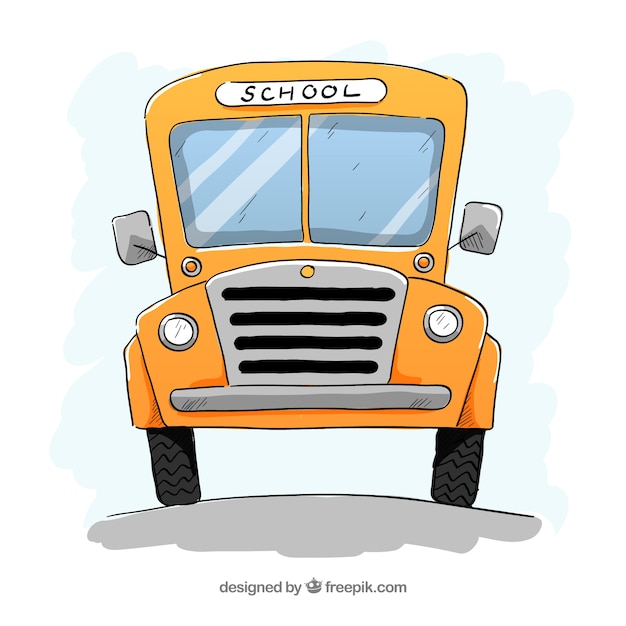 Free Vector classic school bus with hand drawn style