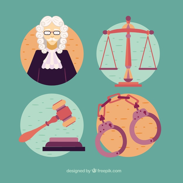 Free vector classic set of law and justice elements