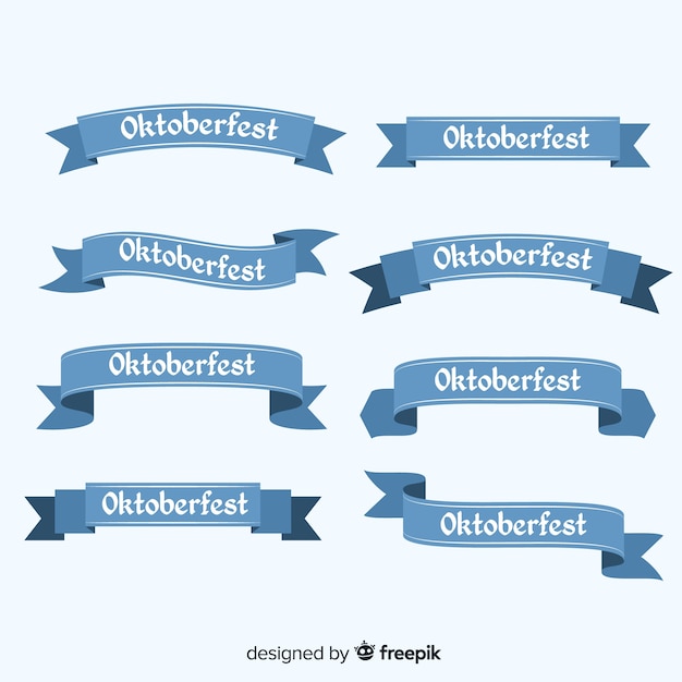 Classic set of oktoberfest ribbon with flat design