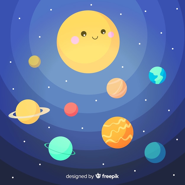 Classic solar system scheme with flat design