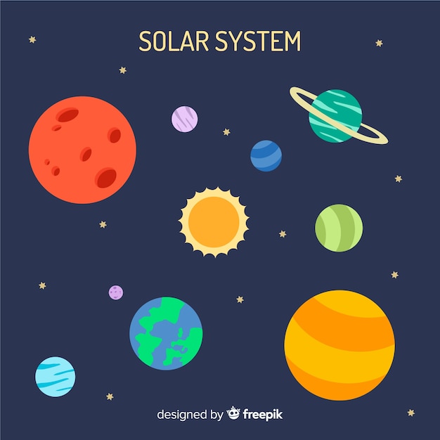 Classic solar system scheme with flat design