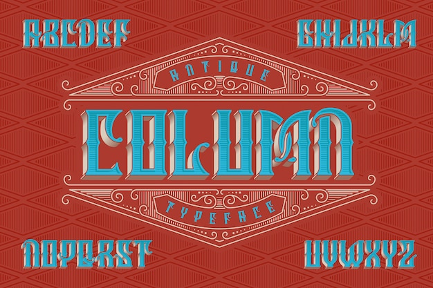 Free vector classic style font set with vintage ornament