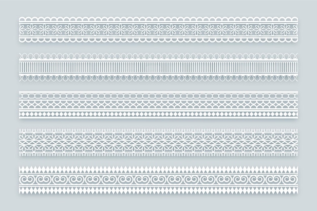 Free Vector classic style lace pattern ethnic banner in set