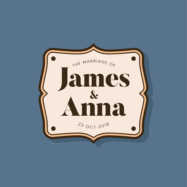 Classic style wedding invitation badge