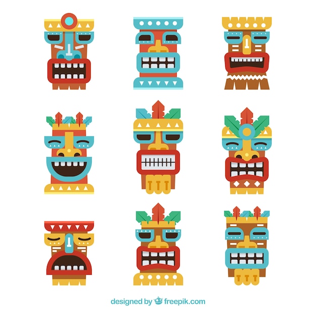 Free vector classic tiki mask collection