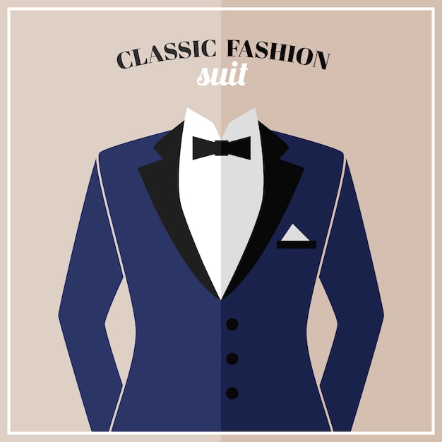 Free Vector classic tuxedo suit with bow