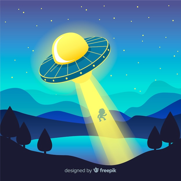 Free vector classic ufo abduction concept with flat design