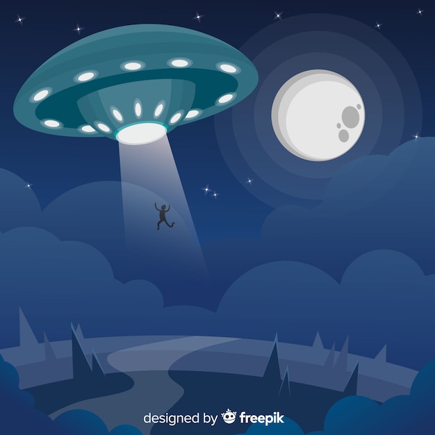 Free vector classic ufo abduction concept with flat design