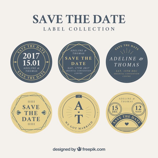 Classic wedding labels with circular design