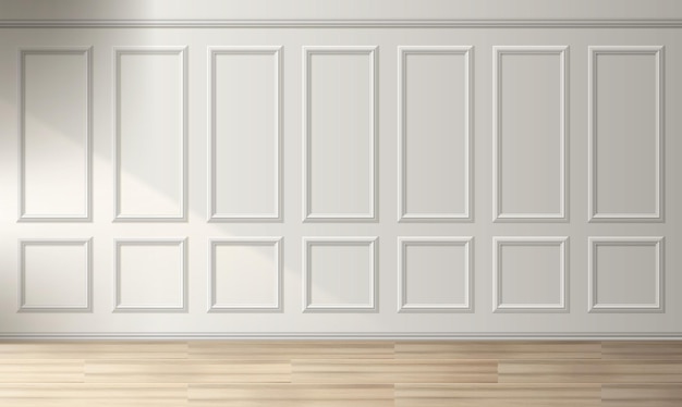 Free Vector classic white wall with wooden frames