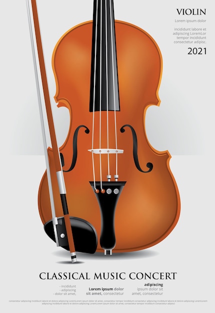 Free vector the classical music concept poster violin illustration