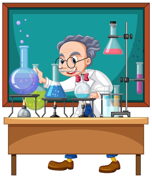 Free vector classroom scene with scientist doing experiment