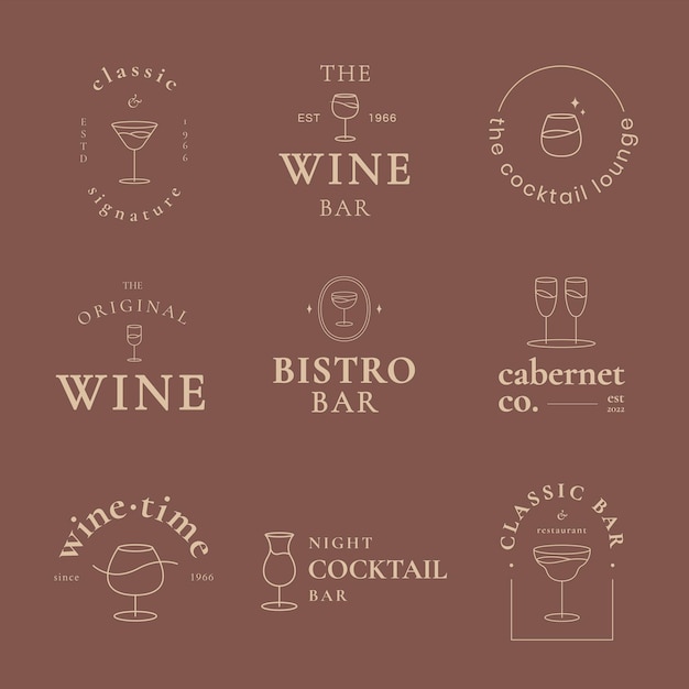 Classy bar logo template vector set