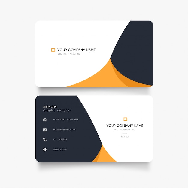 Free Vector clean business card with abstract orange wave