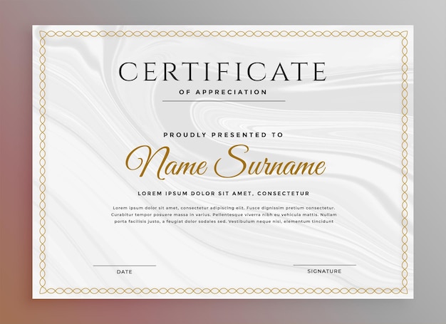 Clean certificate template for multipurpose use