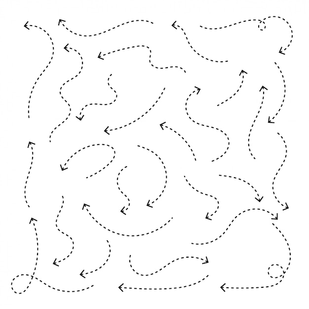 Free vector clean dot style hand drawn doodle arrows set