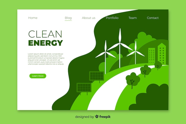 Free vector clean energy landing page template