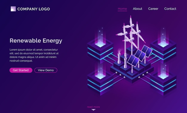 Free vector clean energy, modern power engineering website