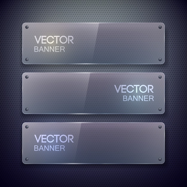 Free Vector clean glass frame, rectangular shape, horizontal banners