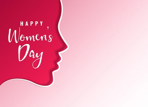 clean happy women's day card design with female face