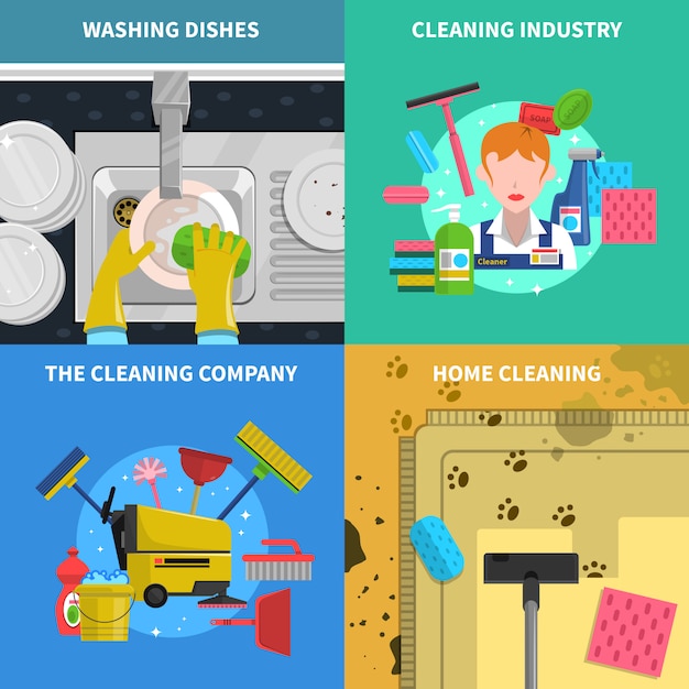 Free Vector cleaning concept icons set 