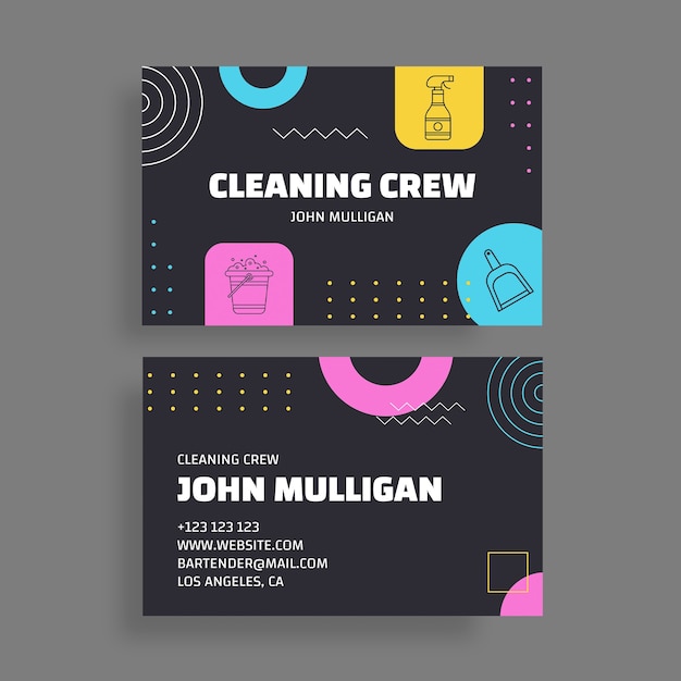 Cleaning crew services business card template